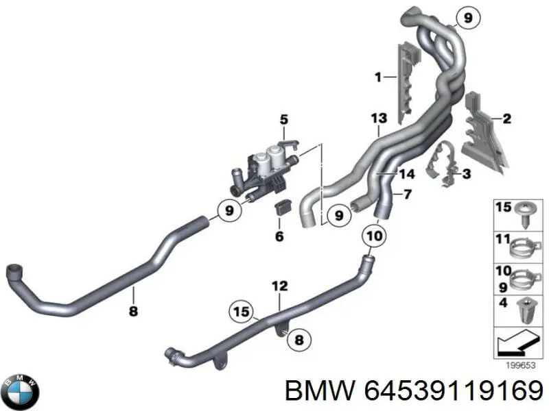 64539119169 BMW mangueira (cano derivado do sistema de esfriamento)