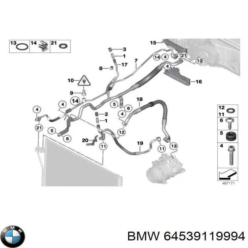 Патрубок воздушный, выход из турбины/компрессора (наддув) 64539119994 BMW