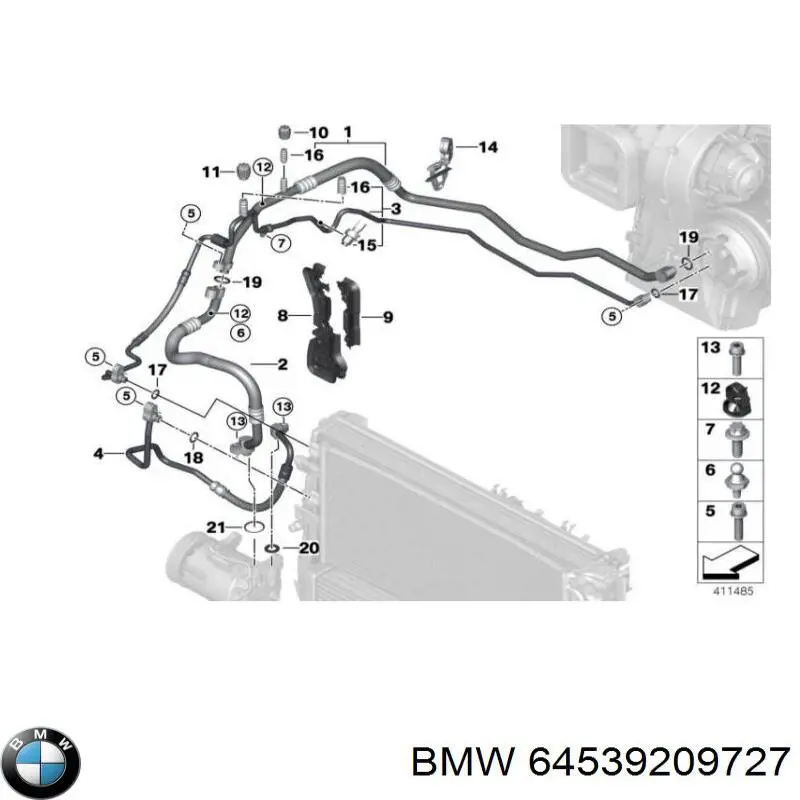 Шланг кондиционера, от компрессора к радиатору 64539209727 BMW