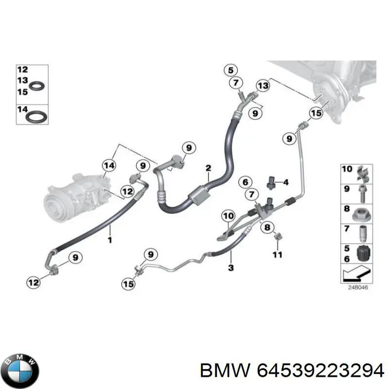 Шланг кондиционера, от компрессора к радиатору 64539223294 BMW