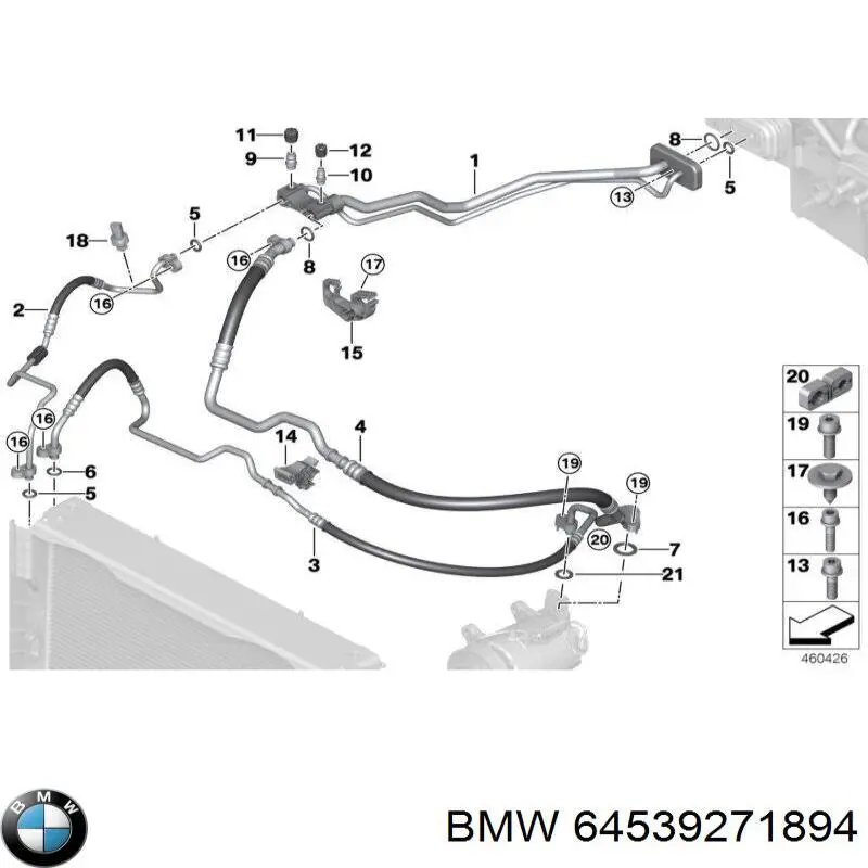 Шланг кондиционера, от испарителя к компрессору BMW 64539271894 цена, от 7.06 USD