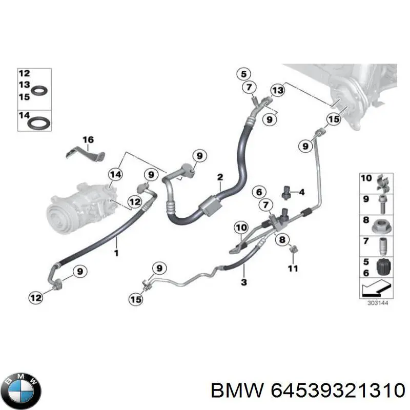 64539321310 BMW Трубка кондиционера от компрессора к радиатору