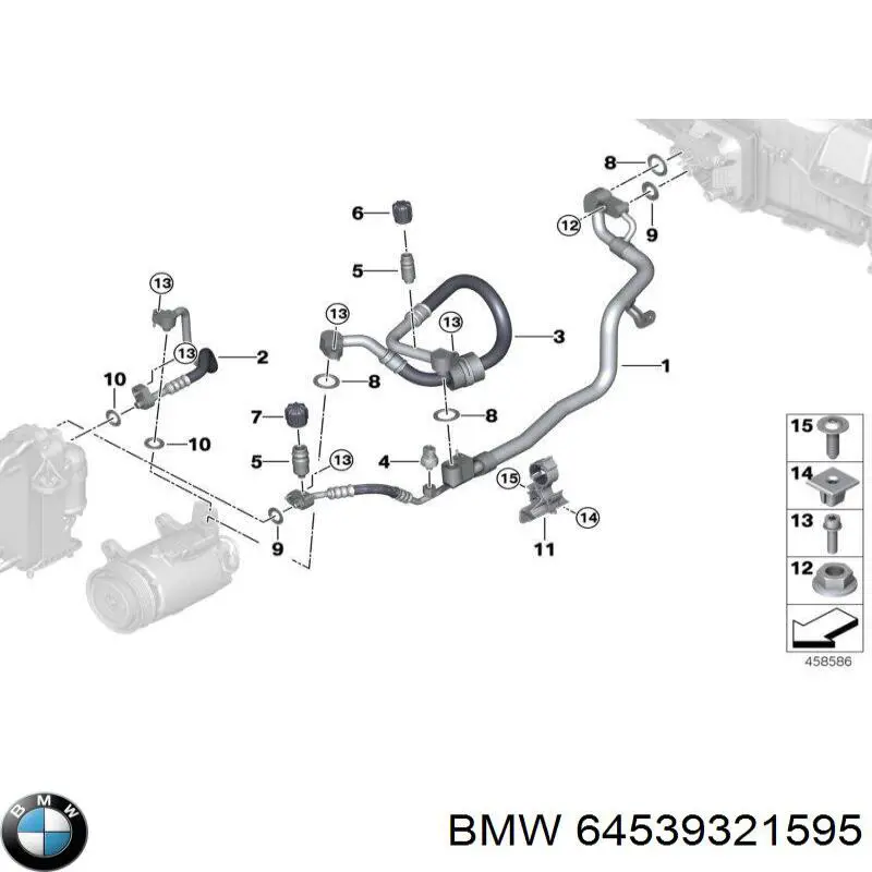 Шланг кондиционера, от компрессора к радиатору BMW 64539321595 цена, от 77.28 USD