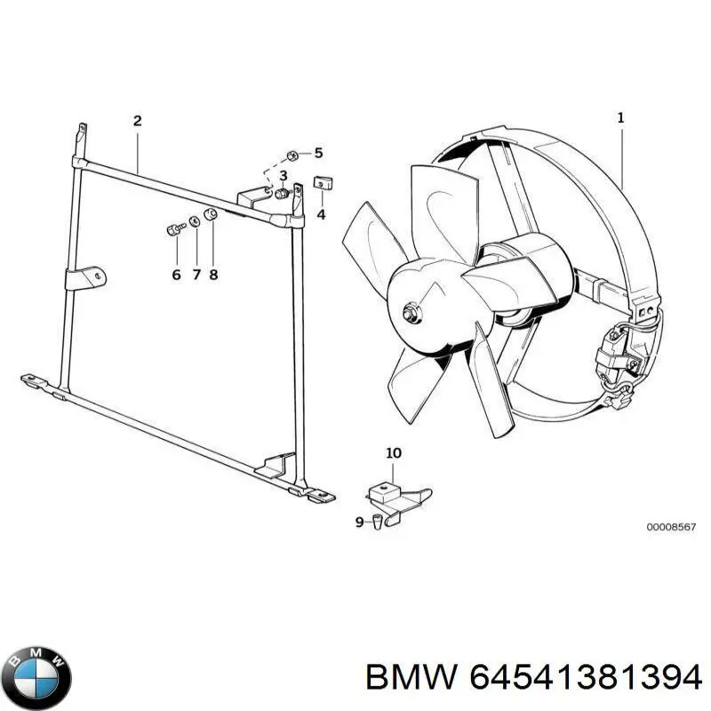 Вентилятор радиатора кондиционера 64541381394 BMW