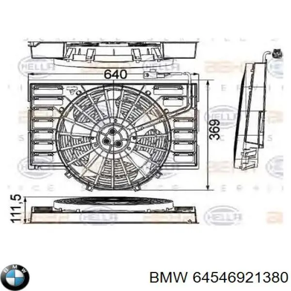 Диффузор радиатора кондиционера, в сборе с крыльчаткой и мотором на BMW 7 (E65,66) купить.
