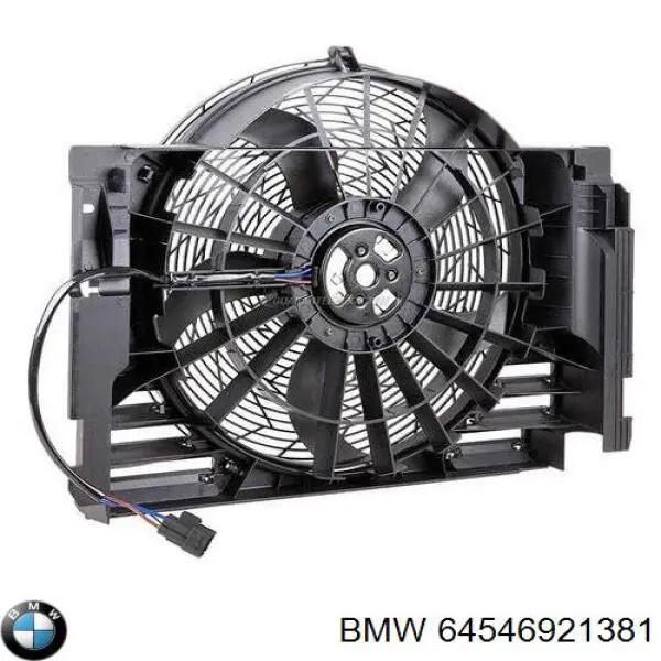 64546921381 BMW диффузор радиатора кондиционера, в сборе с крыльчаткой и мотором