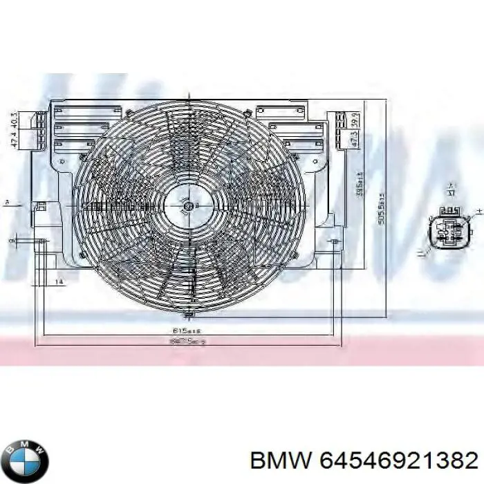 64546919052 BMW Диффузор радиатора кондиционера, в сборе с крыльчаткой и мотором