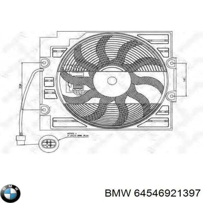 64546921397 BMW электровентилятор кондиционера в сборе (мотор+крыльчатка)