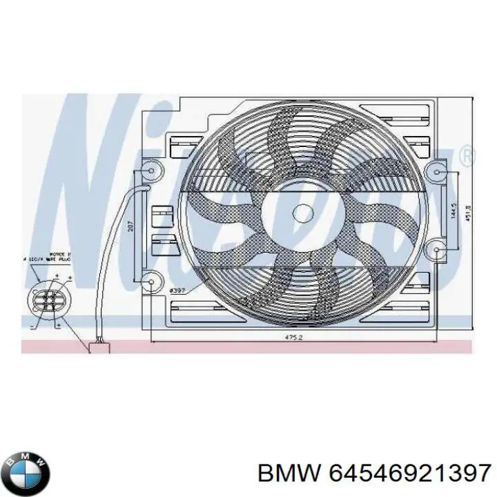 Электровентилятор кондиционера в сборе (мотор+крыльчатка) BMW 64546921397 цена, от 88.81 USD