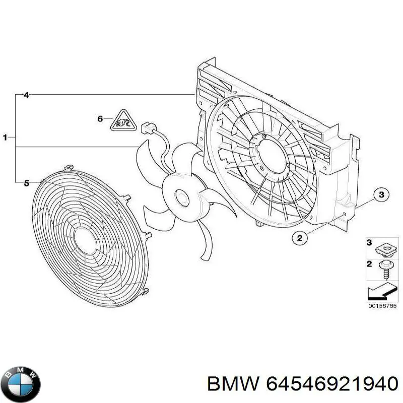 64546921940 BMW диффузор радиатора кондиционера, в сборе с крыльчаткой и мотором