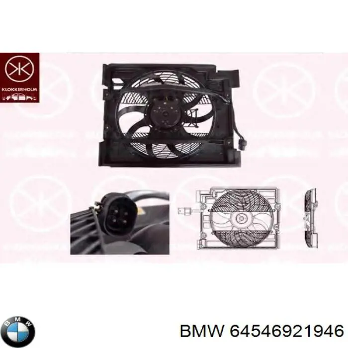 64546921946 BMW Диффузор радиатора кондиционера, в сборе с крыльчаткой и мотором