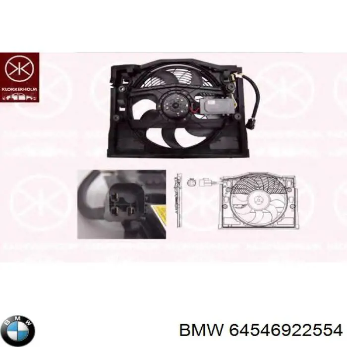 64546922554 BMW диффузор радиатора охлаждения, в сборе с мотором и крыльчаткой