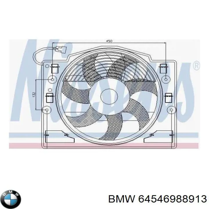 64546988913 BMW диффузор радиатора охлаждения, в сборе с мотором и крыльчаткой