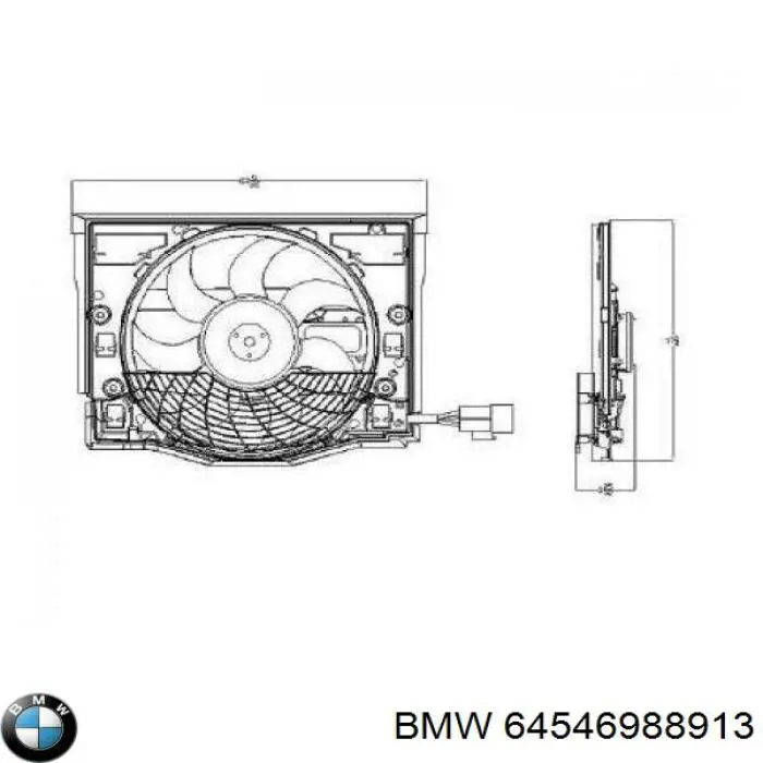 Купить 64546988913 BMW Диффузор вентилятора в сборе с мотором и крыльчаткой