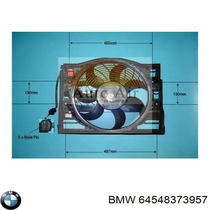 64548373957 BMW диффузор радиатора охлаждения, в сборе с мотором и крыльчаткой