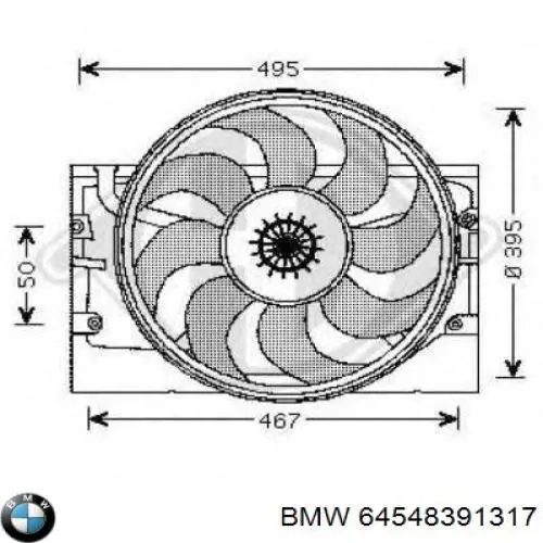 Электровентилятор охлаждения в сборе (мотор+крыльчатка) на BMW 3 (E36) купить.