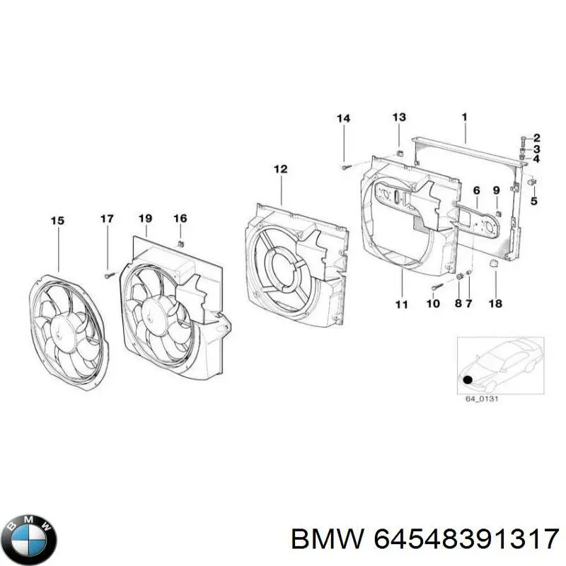  Ventilador elétrico de esfriamento montado (motor + roda de aletas) BMW 3 sedan (E36) (1990 - 1998) 