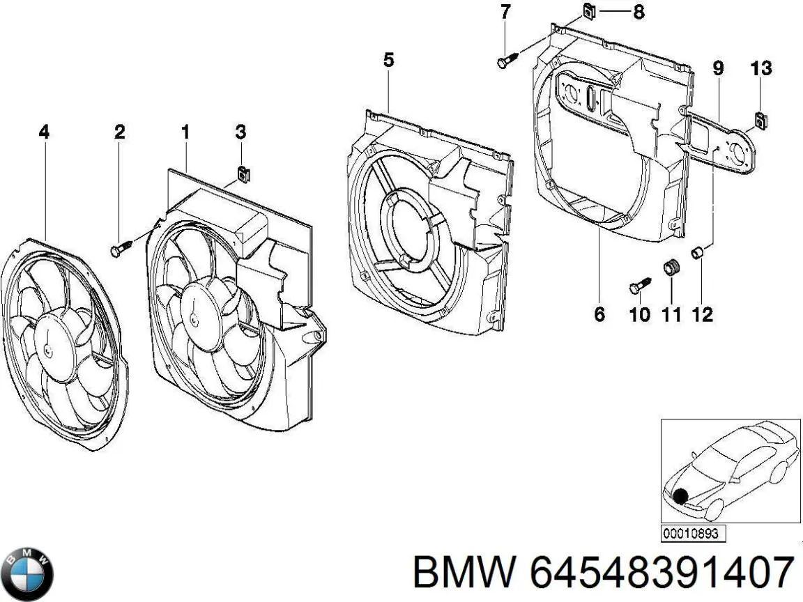 64548391407 BMW диффузор радиатора кондиционера