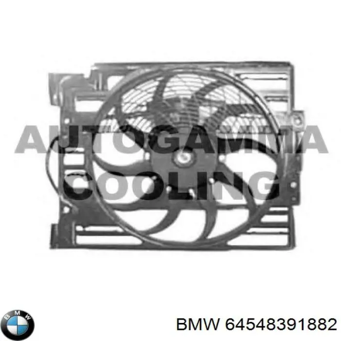 64548391882 BMW диффузор радиатора охлаждения, в сборе с мотором и крыльчаткой