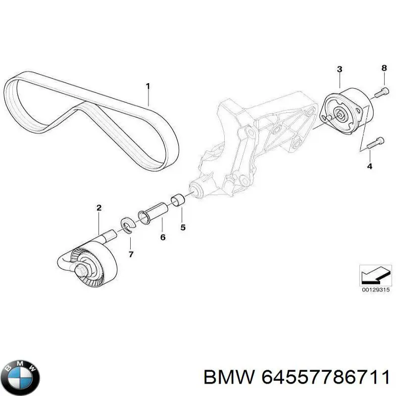 Натяжитель приводного ремня 64557786711 BMW