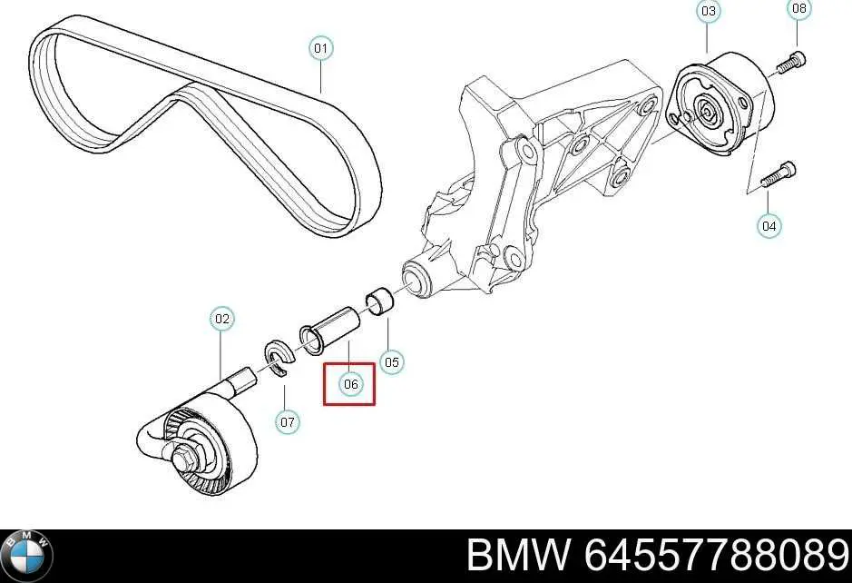Bucha de amortecedor de reguladora de tensão da correia de transmissão para BMW 5 (E61)
