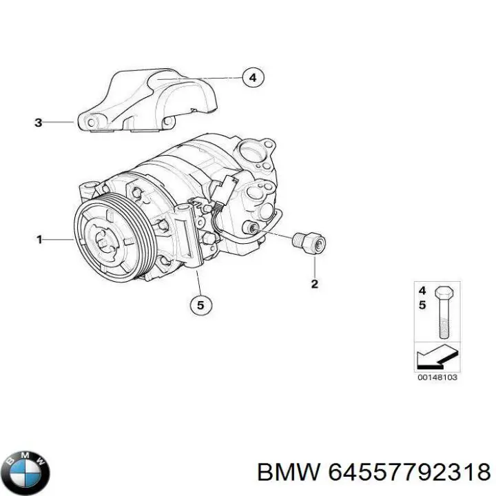 Кронштейн компрессора кондиционера 64557792318 BMW