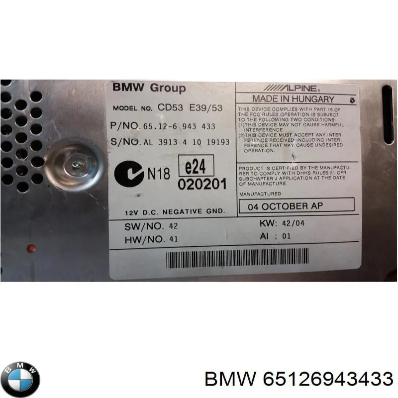  BMW 65126943433 цена, от 36.68 USD