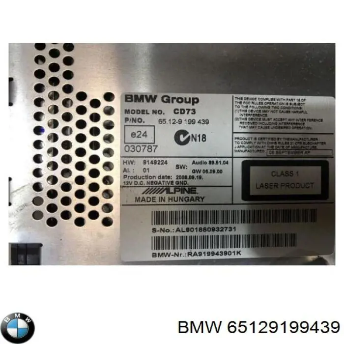 Купить 65129199439 BMW Заводская магнитола