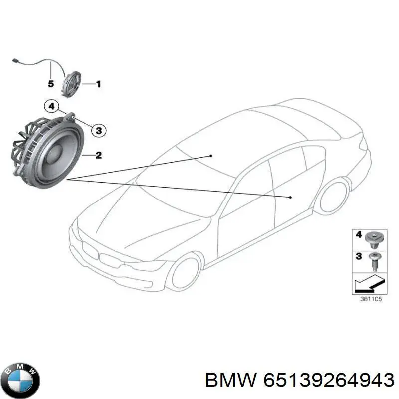 Купить 65139264943 BMW Динамик передней двери