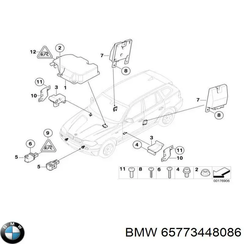 65773448086 BMW датчик airbag передний