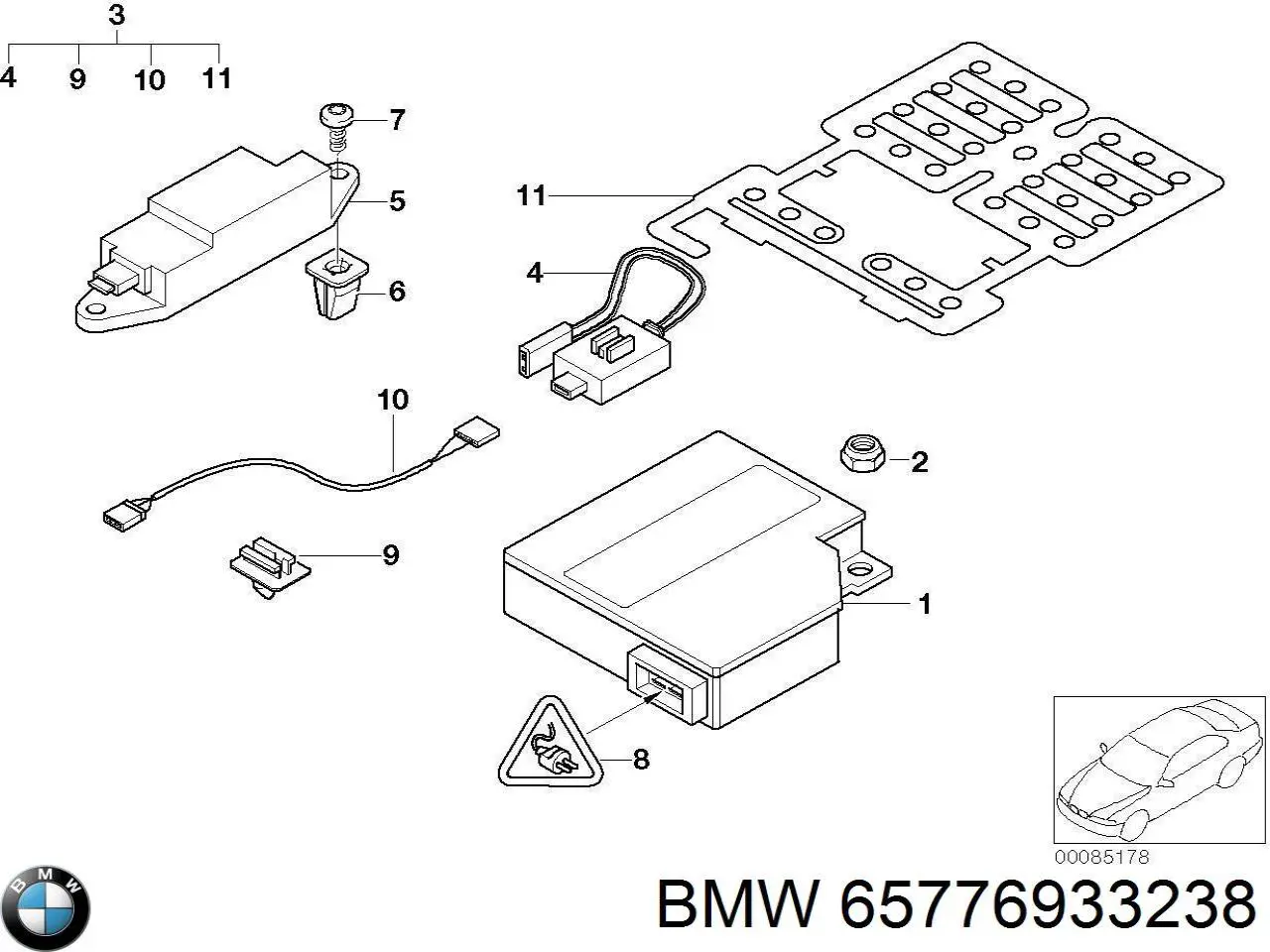 65776933238 BMW módulo processador de controlo da bolsa de ar (centralina eletrônica airbag)