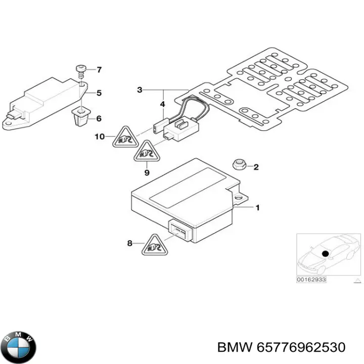 65776962530 BMW módulo processador de controlo da bolsa de ar (centralina eletrônica airbag)