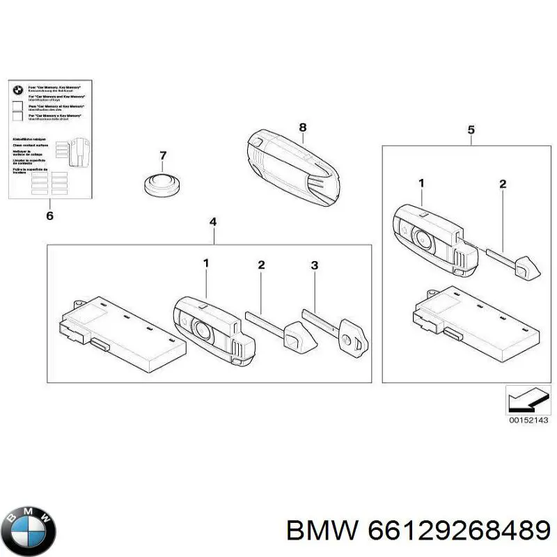 Брелок управления сигнализацией 66126986562 BMW