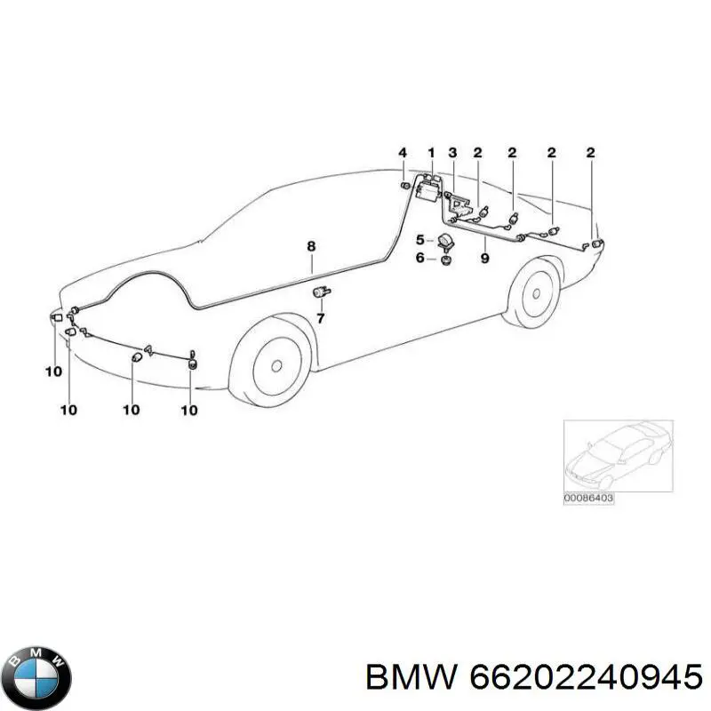 66202240945 BMW датчик сигнализации парковки (парктроник передний/задний центральный)