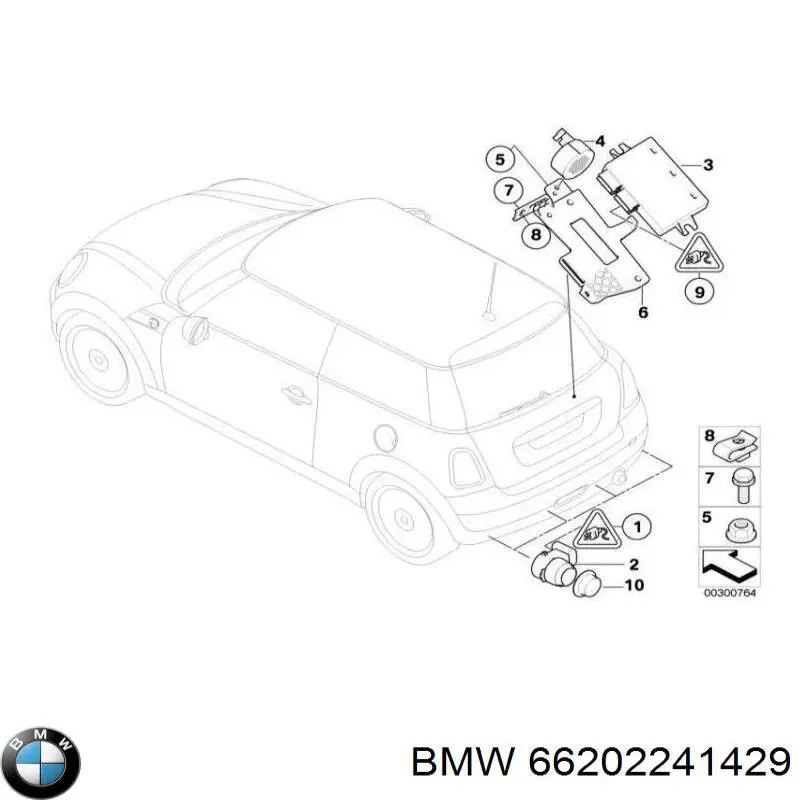 66202241429 BMW sensor de sinalização de estacionamento (sensor de estacionamento dianteiro/traseiro central)