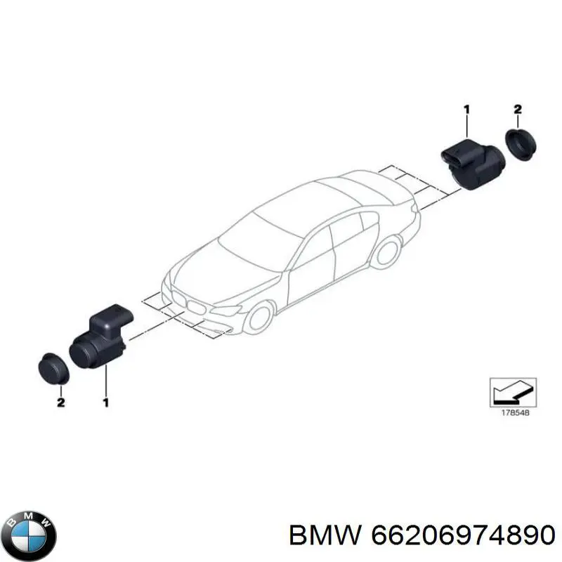 66206974890 BMW sensor de sinalização de estacionamento (sensor de estacionamento dianteiro/traseiro central)