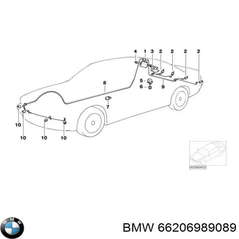 66206989089 BMW sensor de sinalização de estacionamento (sensor de estacionamento dianteiro/traseiro central)