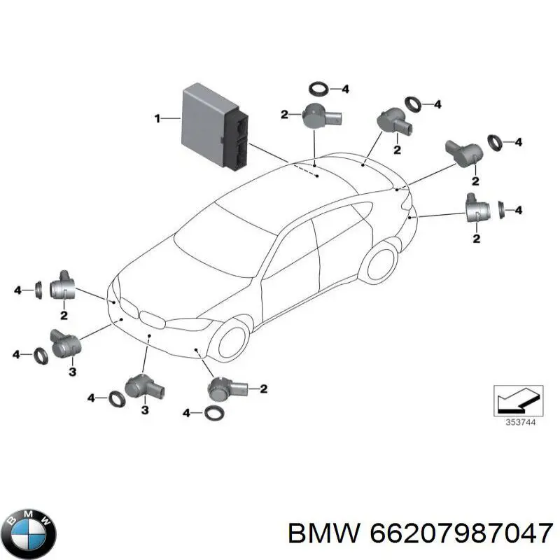 66207987047 BMW sensor traseiro de sinalização de estacionamento (sensor de estacionamento)