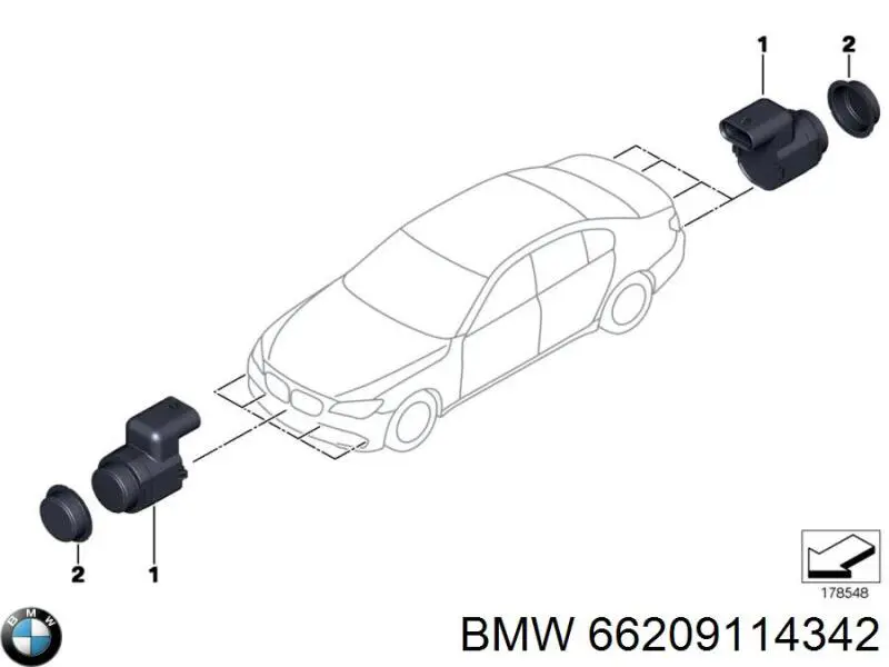 66209114342 BMW sensor de sinalização de estacionamento (sensor de estacionamento dianteiro/traseiro central)