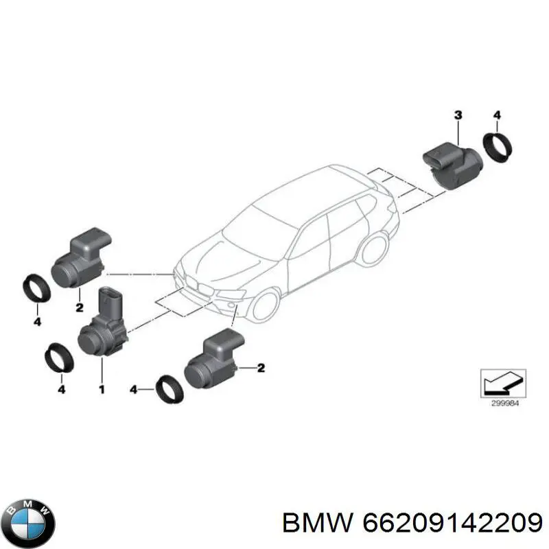 66209142209 BMW sensor de sinalização de estacionamento (sensor de estacionamento dianteiro/traseiro central)