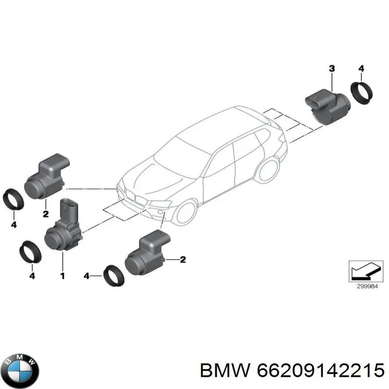 66209142215 BMW sensor de sinalização de estacionamento (sensor de estacionamento dianteiro/traseiro central)