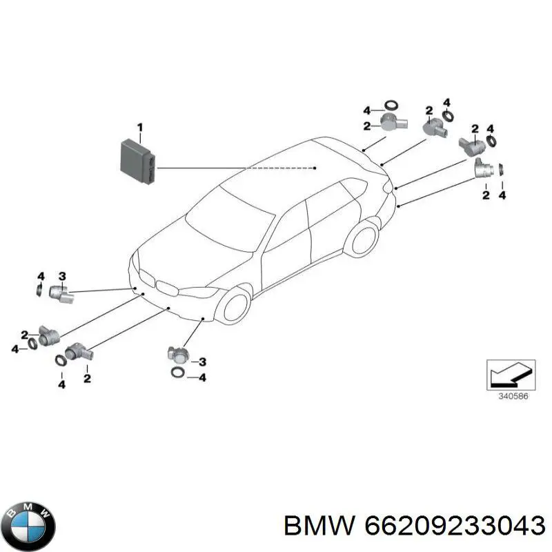 Датчик сигнализации парковки BMW 66209233043 цена, от 691.5 UAH