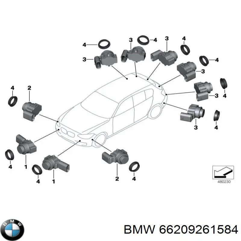 66209261584 BMW Датчик парктроника центральный