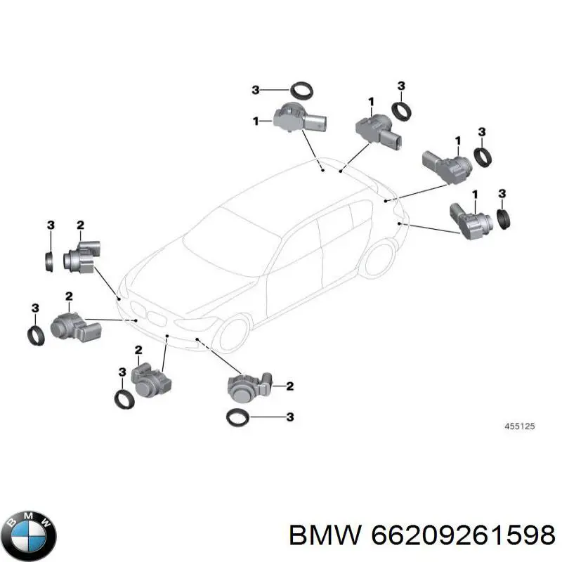 66209261598 BMW sensor traseiro de sinalização de estacionamento (sensor de estacionamento)