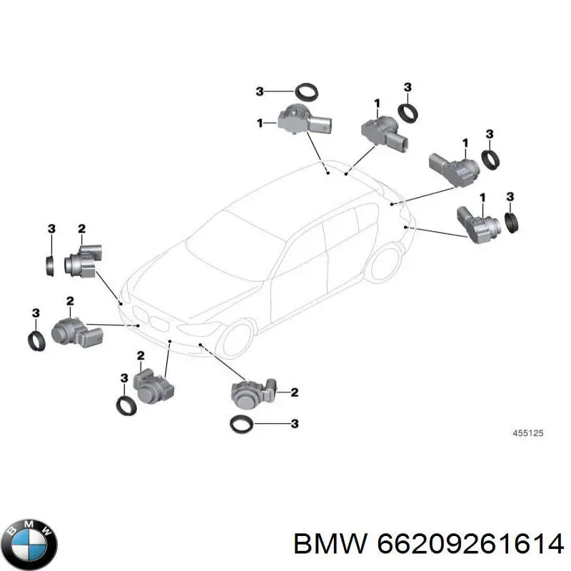 66209261614 BMW sensor de sinalização de estacionamento (sensor de estacionamento dianteiro/traseiro central)