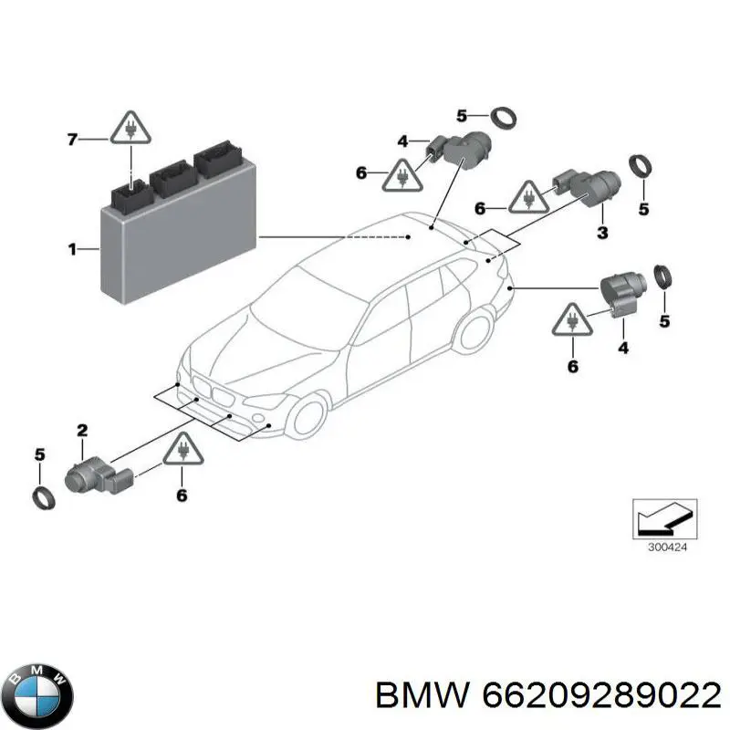 Датчик сигнализации парковки (парктроник) передний/задний центральный 66209289022 BMW