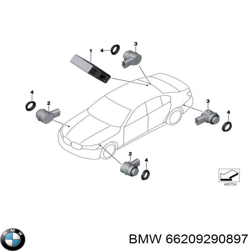 66209290897 BMW датчик сигнализации парковки (парктроник передний/задний боковой)