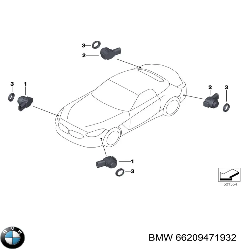 Датчик сигнализации парковки (парктроник) задний боковой BMW 9826786 цена, от 69.83 USD