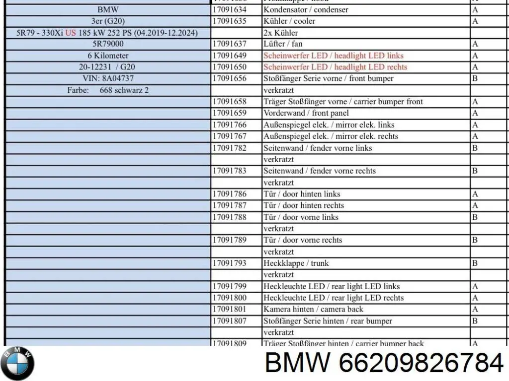 Купить 66209826784 BMW Датчик сигнализации парковки (парктроник) задний боковой