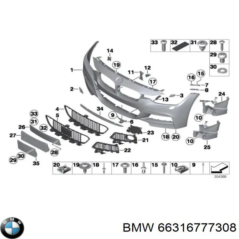 Пистон (клип) крепления подкрылка переднего крыла 66316777308 BMW